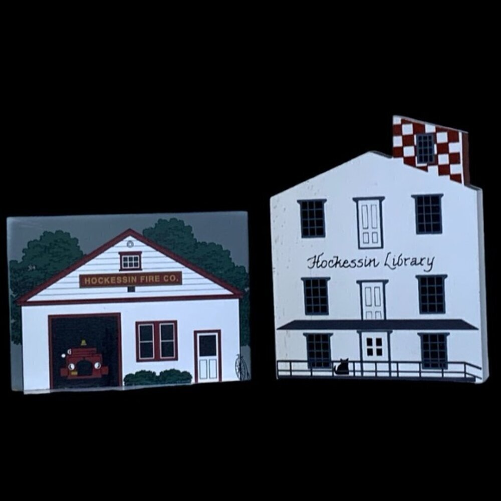 Delaware Vintage Historic Village of Hockessin Wood Buildings Firehouse Library - Picture 3 of 16
